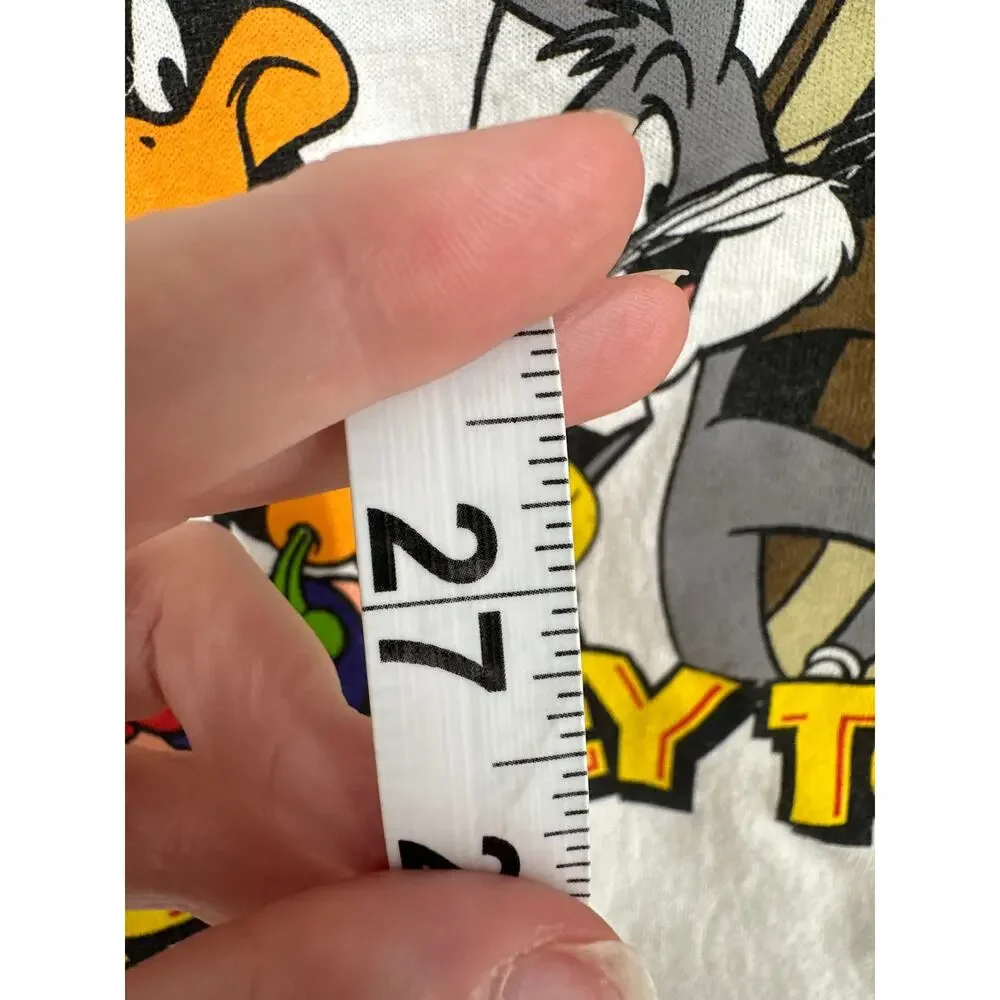 Y2K Vintage Looney Tunes Shirt Mens Medium White Graphic Tee Cartoon 90s - Picture 5 of 6